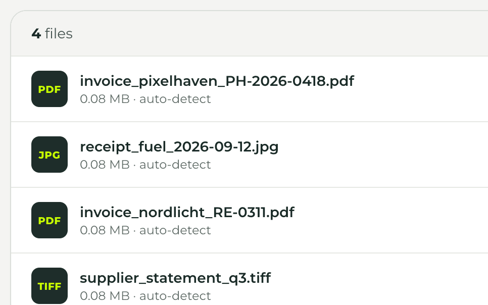 Four documents queued for batch extraction